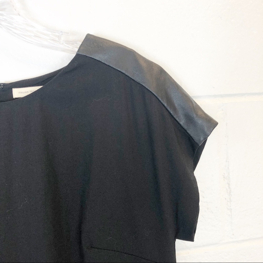Club Monaco Black Wool Drop Waist Dress 2 - Picture 2 of 8